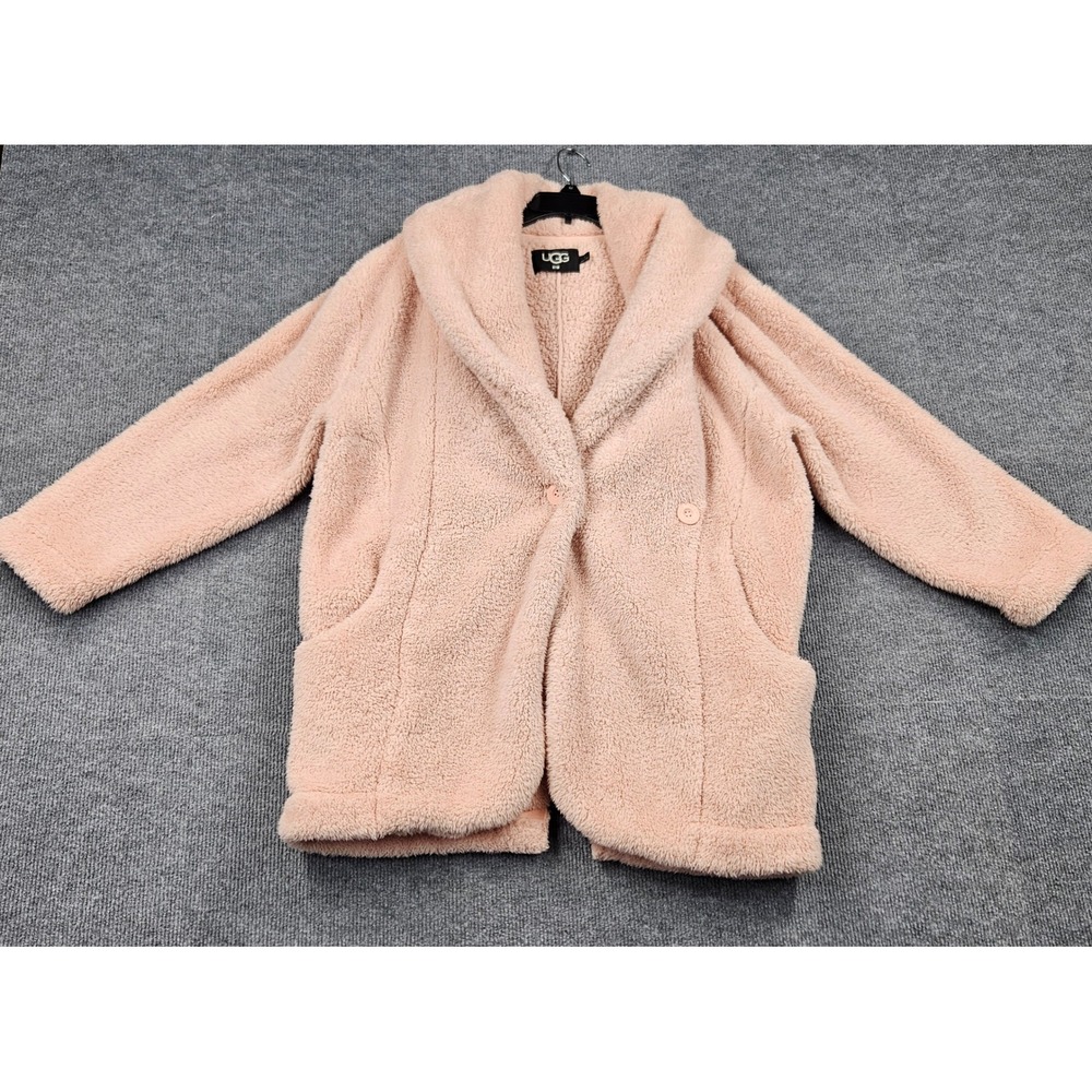 UGG Kianna Faux Fur Teddy Jacket Pink Sherpa Fleece Coat Small 1117776